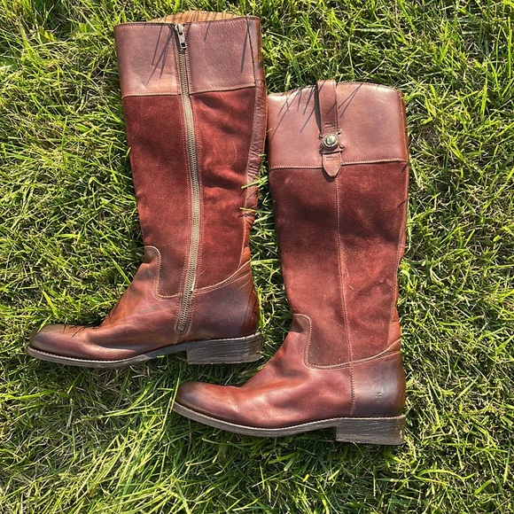 Frye brown leather and suede riding boots - Picture 7 of 8